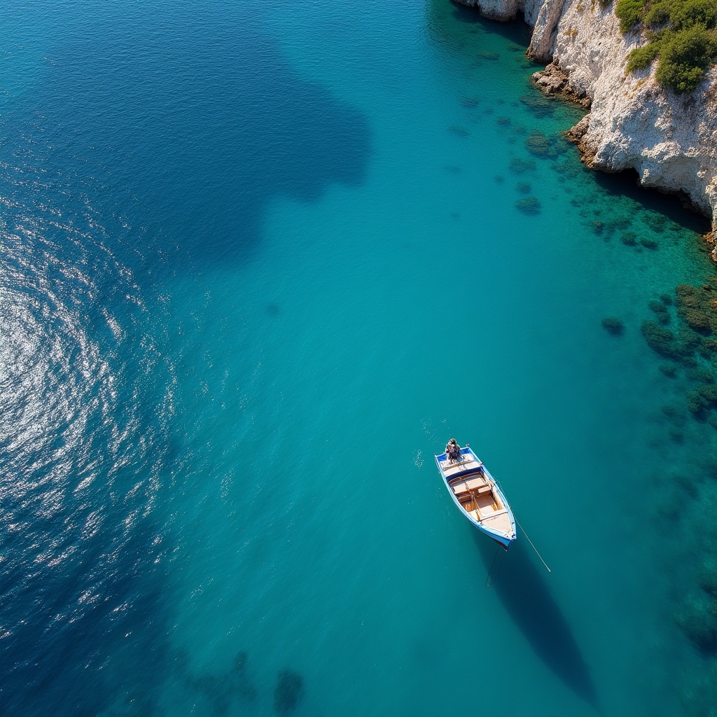 Mare Mediterraneo in estate con cielo terso e acque azzurre cristalline